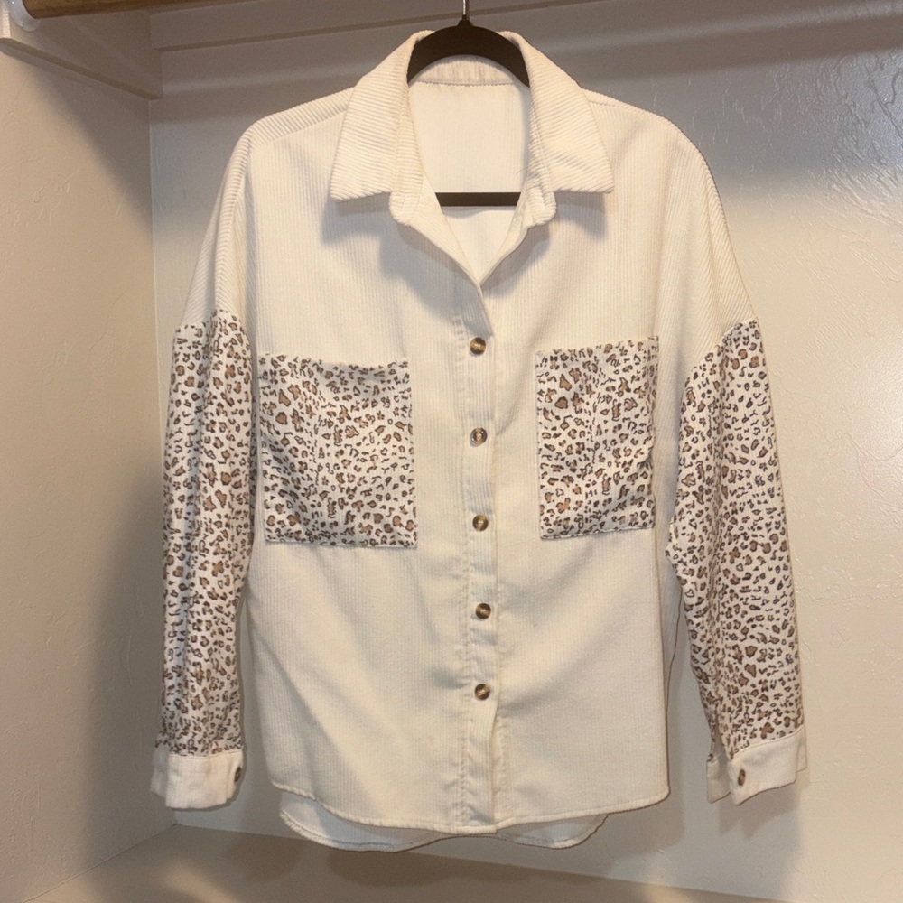 Leopard Print Button-Up Shirt